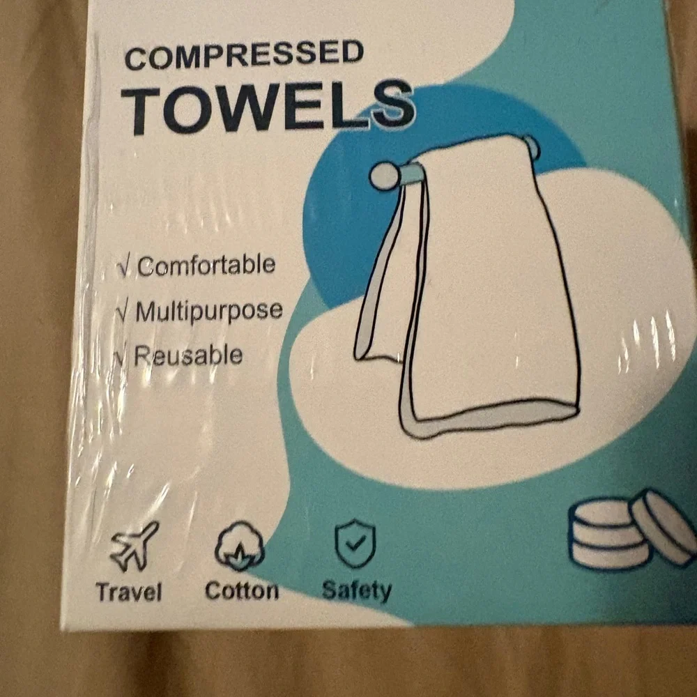 Compressed Towels - White & Teal Packaging